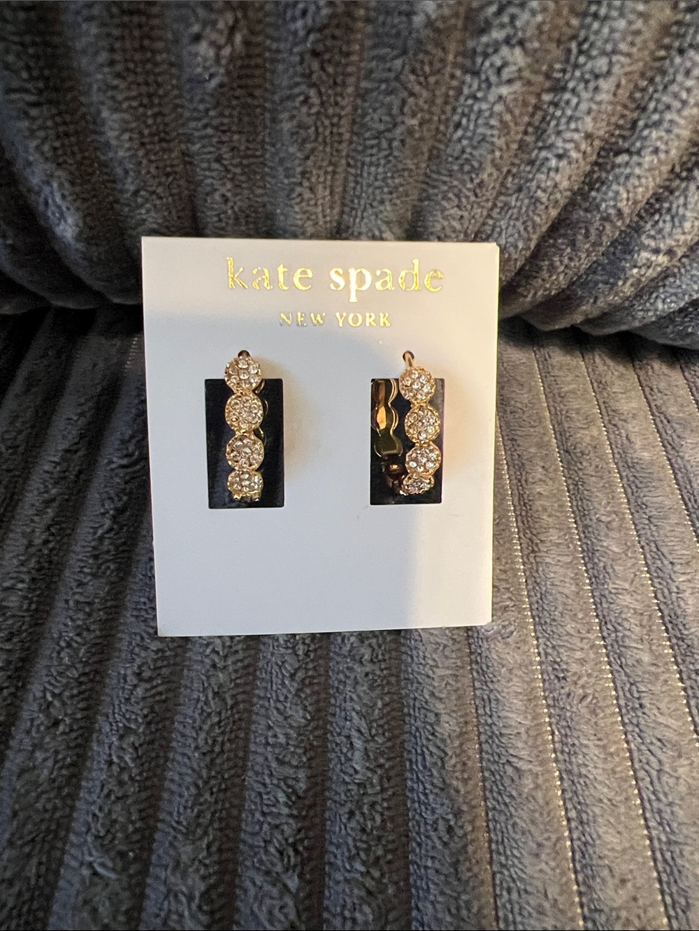 Kate spade 14k Gold Fill Crystal Linear Huggie Earrings